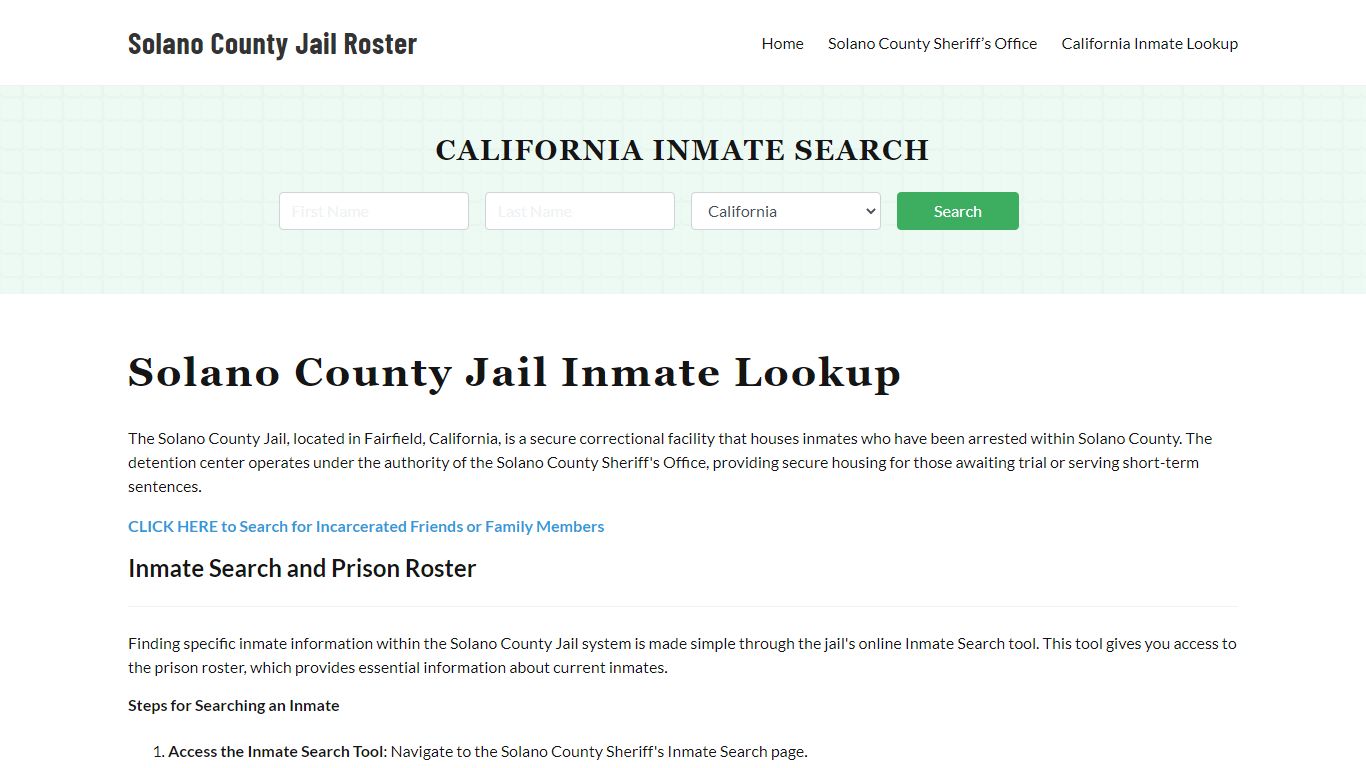 Solano County Jail Booking Logs