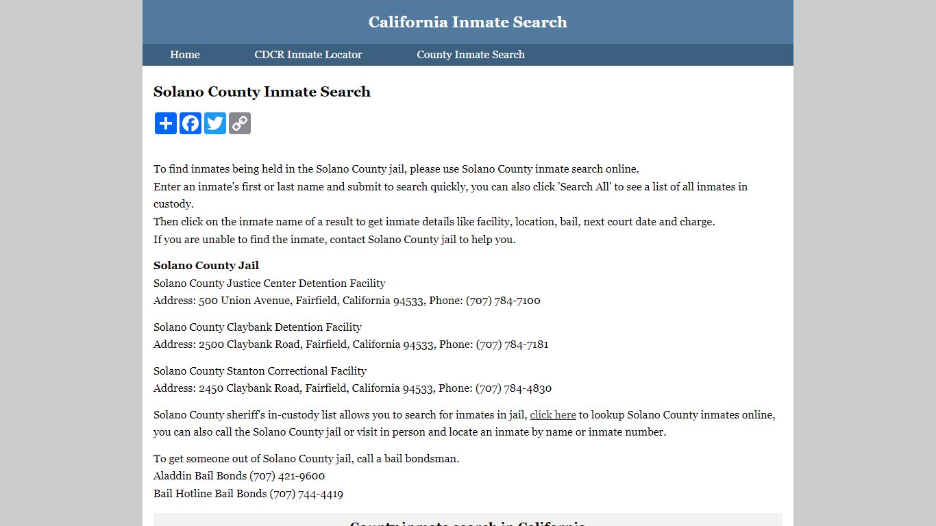 Solano County Jail Booking Logs